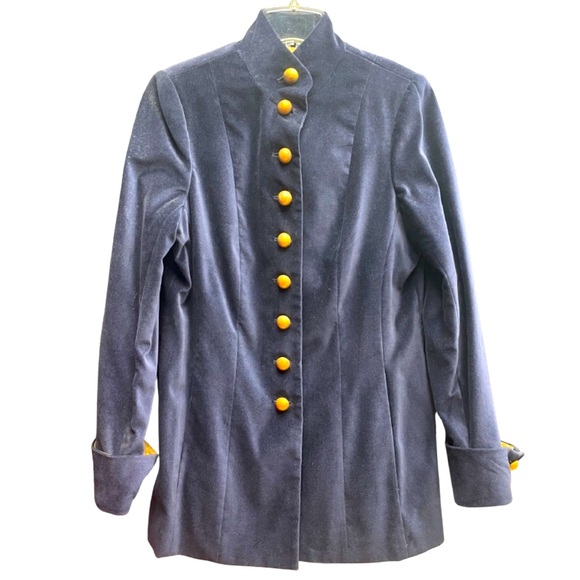 Soft Surroundings Jackets & Blazers - NWT Soft Surroundings Dark Blue Cotton Velvet Military Jacket. Gold Accents Sz M